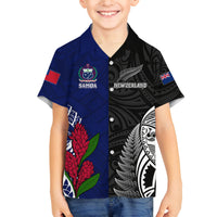 Personalised New Zealand Vs Samoa Rugby Family Matching Summer Maxi Dress and Hawaiian Shirt Go Champions LT7 Son's Shirt Black Blue - Polynesian Pride