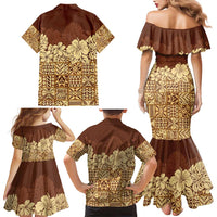 Niue Hiapo Motif Family Matching Mermaid Dress and Hawaiian Shirt Tapa Classic LT7 - Polynesian Pride