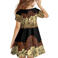 Niue Hiapo Motif Family Matching Off Shoulder Maxi Dress and Hawaiian Shirt Tapa Classic - Black Ver LT7 - Polynesian Pride