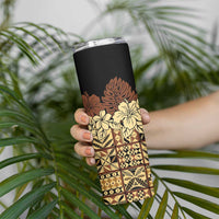 Niue Hiapo Motif Skinny Tumbler Tapa Classic - Black Ver LT7 - Polynesian Pride