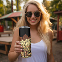 Niue Hiapo Motif Skinny Tumbler Tapa Classic - Black Ver LT7 - Polynesian Pride
