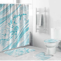 Sharks Couple Dreamy Polynesians Floral Sea Bathroom Set Turquoise - Polynesian Pride