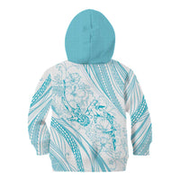 Sharks Couple Dreamy Polynesians Floral Sea Kid Hoodie Turquoise - Polynesian Pride
