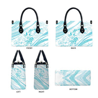 Sharks Couple Dreamy Polynesians Floral Sea Leather Bag Turquoise LT7 - Polynesian Pride