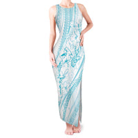Sharks Couple Dreamy Polynesians Floral Sea Tank Maxi Dress Turquoise LT7 Women Turquoise - Polynesian Pride