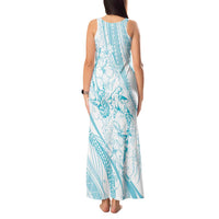 Sharks Couple Dreamy Polynesians Floral Sea Tank Maxi Dress Turquoise LT7 - Polynesian Pride