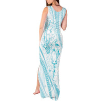 Sharks Couple Dreamy Polynesians Floral Sea Tank Maxi Dress Turquoise LT7 - Polynesian Pride