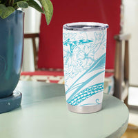 Sharks Couple Dreamy Polynesians Floral Sea Tumbler Cup Turquoise LT7 - Polynesian Pride