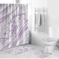 Sharks Couple Dreamy Polynesians Floral Sea Bathroom Set Lilac - Polynesian Pride