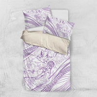 Sharks Couple Dreamy Polynesians Floral Sea Bedding Set Lilac LT7 US Twin 172cm x 218cm Lilac - Polynesian Pride