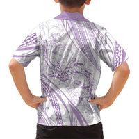 Sharks Couple Dreamy Polynesians Floral Sea Family Matching Tank Maxi Dress and Hawaiian Shirt Lilac - Polynesian Pride