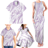 Sharks Couple Dreamy Polynesians Floral Sea Family Matching Tank Maxi Dress and Hawaiian Shirt Lilac - Polynesian Pride