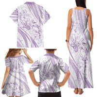 Sharks Couple Dreamy Polynesians Floral Sea Family Matching Tank Maxi Dress and Hawaiian Shirt Lilac - Polynesian Pride