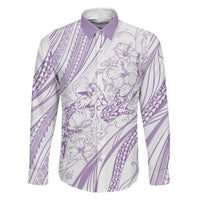 Sharks Couple Dreamy Polynesians Floral Sea Family Matching Tank Maxi Dress and Hawaiian Shirt Lilac - Polynesian Pride
