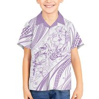 Sharks Couple Dreamy Polynesians Floral Sea Family Matching Tank Maxi Dress and Hawaiian Shirt Lilac - Polynesian Pride