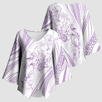 Sharks Couple Dreamy Polynesians Floral Sea Kimono Sleeve Blouse Lilac - Polynesian Pride