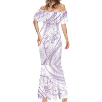 Sharks Couple Dreamy Polynesians Floral Sea Mermaid Dress Lilac - Polynesian Pride