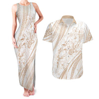 Sharks Couple Dreamy Polynesians Floral Sea Couples Matching Tank Maxi Dress and Hawaiian Shirt Hazel - Polynesian Pride
