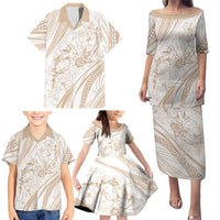 Sharks Couple Dreamy Polynesians Floral Sea Family Matching Puletasi and Hawaiian Shirt Hazel - Polynesian Pride
