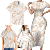 Sharks Couple Dreamy Polynesians Floral Sea Family Matching Short Sleeve Bodycon Dress and Hawaiian Shirt Hazel - Polynesian Pride