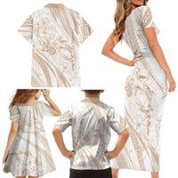 Sharks Couple Dreamy Polynesians Floral Sea Family Matching Short Sleeve Bodycon Dress and Hawaiian Shirt Hazel - Polynesian Pride