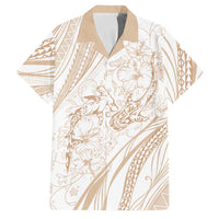 Sharks Couple Dreamy Polynesians Floral Sea Family Matching Short Sleeve Bodycon Dress and Hawaiian Shirt Hazel - Polynesian Pride
