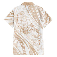 Sharks Couple Dreamy Polynesians Floral Sea Family Matching Short Sleeve Bodycon Dress and Hawaiian Shirt Hazel - Polynesian Pride