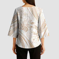 Sharks Couple Dreamy Polynesians Floral Sea Kimono Sleeve Blouse Hazel - Polynesian Pride