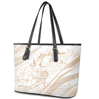 Sharks Couple Dreamy Polynesians Floral Sea Leather Tote Bag Hazel LT7 - Polynesian Pride