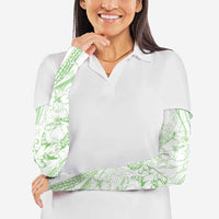 Sharks Couple Dreamy Polynesians Floral Sea Arm Sleeves Emerald - Polynesian Pride