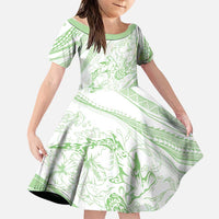 Sharks Couple Dreamy Polynesians Floral Sea Family Matching Mermaid Dress and Hawaiian Shirt Emerald - Polynesian Pride