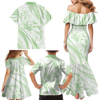 Sharks Couple Dreamy Polynesians Floral Sea Family Matching Mermaid Dress and Hawaiian Shirt Emerald - Polynesian Pride