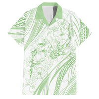 Sharks Couple Dreamy Polynesians Floral Sea Family Matching Mermaid Dress and Hawaiian Shirt Emerald - Polynesian Pride