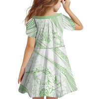 Sharks Couple Dreamy Polynesians Floral Sea Family Matching Off Shoulder Short Dress and Hawaiian Shirt Emerald - Polynesian Pride