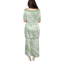 Sharks Couple Dreamy Polynesians Floral Sea Family Matching Puletasi and Hawaiian Shirt Emerald - Polynesian Pride