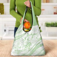 Sharks Couple Dreamy Polynesians Floral Sea Grocery Bag Emerald LT7 - Polynesian Pride