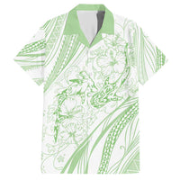 Sharks Couple Dreamy Polynesians Floral Sea Hawaiian Shirt Emerald - Polynesian Pride