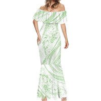 Sharks Couple Dreamy Polynesians Floral Sea Mermaid Dress Emerald - Polynesian Pride