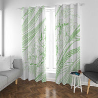 Sharks Couple Dreamy Polynesians Floral Sea Window Curtain Emerald - Polynesian Pride