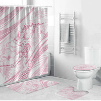Sharks Couple Dreamy Polynesians Floral Sea Bathroom Set Pink - Polynesian Pride