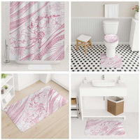 Sharks Couple Dreamy Polynesians Floral Sea Bathroom Set Pink - Polynesian Pride