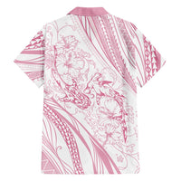 Sharks Couple Dreamy Polynesians Floral Sea Family Matching Off The Shoulder Long Sleeve Dress and Hawaiian Shirt Pink LT7 - Polynesian Pride