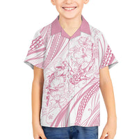 Sharks Couple Dreamy Polynesians Floral Sea Family Matching Short Sleeve Bodycon Dress and Hawaiian Shirt Pink LT7 Son's Shirt Pink - Polynesian Pride