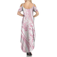 Sharks Couple Dreamy Polynesians Floral Sea Family Matching Summer Maxi Dress and Hawaiian Shirt Pink - Polynesian Pride