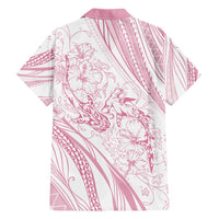 Sharks Couple Dreamy Polynesians Floral Sea Family Matching Tank Maxi Dress and Hawaiian Shirt Pink - Polynesian Pride