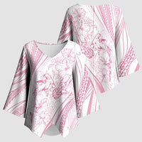 Sharks Couple Dreamy Polynesians Floral Sea Kimono Sleeve Blouse Pink - Polynesian Pride