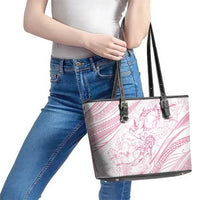 Sharks Couple Dreamy Polynesians Floral Sea Leather Tote Bag Pink LT7 - Polynesian Pride