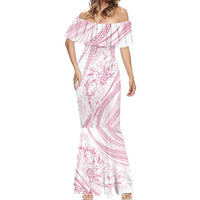 Sharks Couple Dreamy Polynesians Floral Sea Mermaid Dress Pink - Polynesian Pride