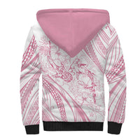 Sharks Couple Dreamy Polynesians Floral Sea Sherpa Hoodie Pink - Polynesian Pride