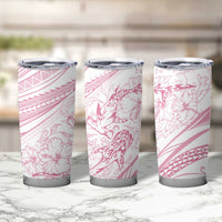 Sharks Couple Dreamy Polynesians Floral Sea Tumbler Cup Pink LT7 - Polynesian Pride
